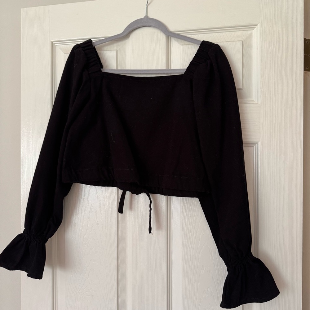 NWT Nasty Gal Denim Balloon Sleeve Top
